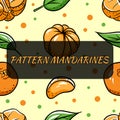 Seamless background with tangerines. Vector illustration for your design.