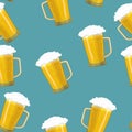 Seamless background tankards foamy glass of beer Royalty Free Stock Photo