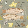 Seamless Background with fish dish