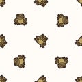 Seamless background toad gender neutral baby pattern. Simple whimsical minimal earthy 2 tone color. Kids nursery