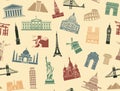 Seamless background tourist attractions