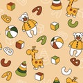 Seamless background with toys