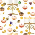 Seamless background traditional symbols Hanukkah