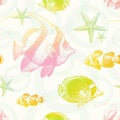 Seamless background with tropical fishes