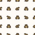 Seamless background two frog gender neutral baby pattern. Simple whimsical minimal earthy 2 tone color. Kids nursery