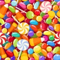 Seamless background with various candies.