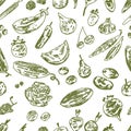 Seamless background of various fruit and vegetables