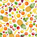 Seamless Background With Various Fruits. Vector Illustration.