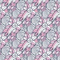 Seamless background in vector for adult coloring book page or textile design. Fashion floral pattern Royalty Free Stock Photo