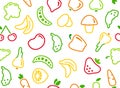 Seamless background with vegetables and fruit