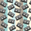 seamless background with vintage analogue music recordable cassettes Royalty Free Stock Photo