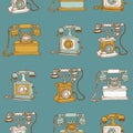 Seamless Background with Vintage Telephones Royalty Free Stock Photo