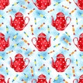 Seamless background with watercolor candies. Sweet pattern.