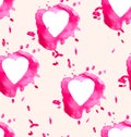 Seamless background with watercolor hearts