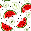 Seamless background with watermelon slices. Royalty Free Stock Photo