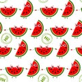 Seamless background with watermelon slices. Royalty Free Stock Photo