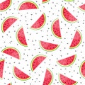 Seamless background with watermelon slices. Vector illustration.