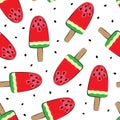 Seamless background with watermelon. Vector illustration. A simple pattern. Summer time