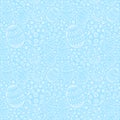 Seamless background with white contour Easter eggs on a blue background