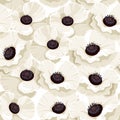 Seamless background with white poppies.