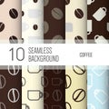 10 seamless backgrounds or patterns with coffee.