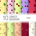 10 seamless backgrounds or patterns with fruit. Cherry.