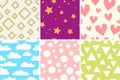 Seamless backgrounds set. Repetitive decorative pattern vector illustration Royalty Free Stock Photo