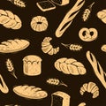 Seamless bakery pattern. Doodle bread vector illustration