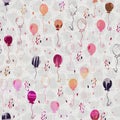 Seamless balloon watercolor woven texture. Hand drawn grunge damask on linen fabric textile background. Washed ombre dye