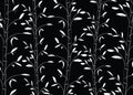 Seamless bamboo pattern background. Black and white decorative bamboo branches wallpaper Royalty Free Stock Photo