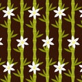 Seamless bamboo pattern with white flowers for wrapping paper