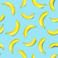 Seamless banana pattern on light blue background