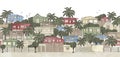 Seamless banner of a Caribbean village