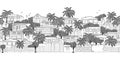 Seamless banner of a Caribbean village