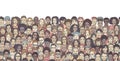 Diverse crowd of people, colourful handmade illustration Royalty Free Stock Photo