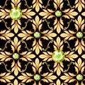 Seamless baroque pattern with gems