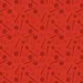 Seamless baseball bat, ball, helmet and gloves icon pattern on red background. simple vector design Royalty Free Stock Photo