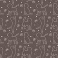 Seamless beagle pattern. Cartoon home pet, set of cute puppies for print, posters and postcard. Vector beagle animal background. Royalty Free Stock Photo