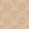 Seamless beagle pattern. Cartoon home pet, set of cute puppies for print, posters and postcard. Royalty Free Stock Photo