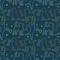 Seamless beagle pattern. Cartoon home pet, set of cute puppies for print, posters and postcard. Royalty Free Stock Photo