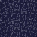 Seamless beagle pattern. Cartoon home pet, set of cute puppies for print, posters and postcard. Vector beagle animal background. Royalty Free Stock Photo