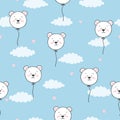 Seamless bear balloons pattern. Baby print