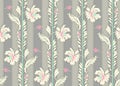 Seamless beautiful flower pattern with grey shades background