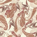 Seamless beautiful paisley and abstract digital floral cream background Royalty Free Stock Photo