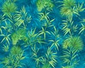 Seamless Beautiful Tropical Leaves Pattern with Stylish Background.