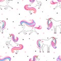 Seamless beautiful unicorns pattern.