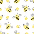 Seamless bees pattern.