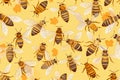 Seamless bees patterned tiled background