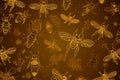 Seamless bees patterned tiled background