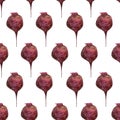 Seamless beet pattern. Autumn background with beetroot vegetable plant, harvest for textile, kitchen decor, wallpaper